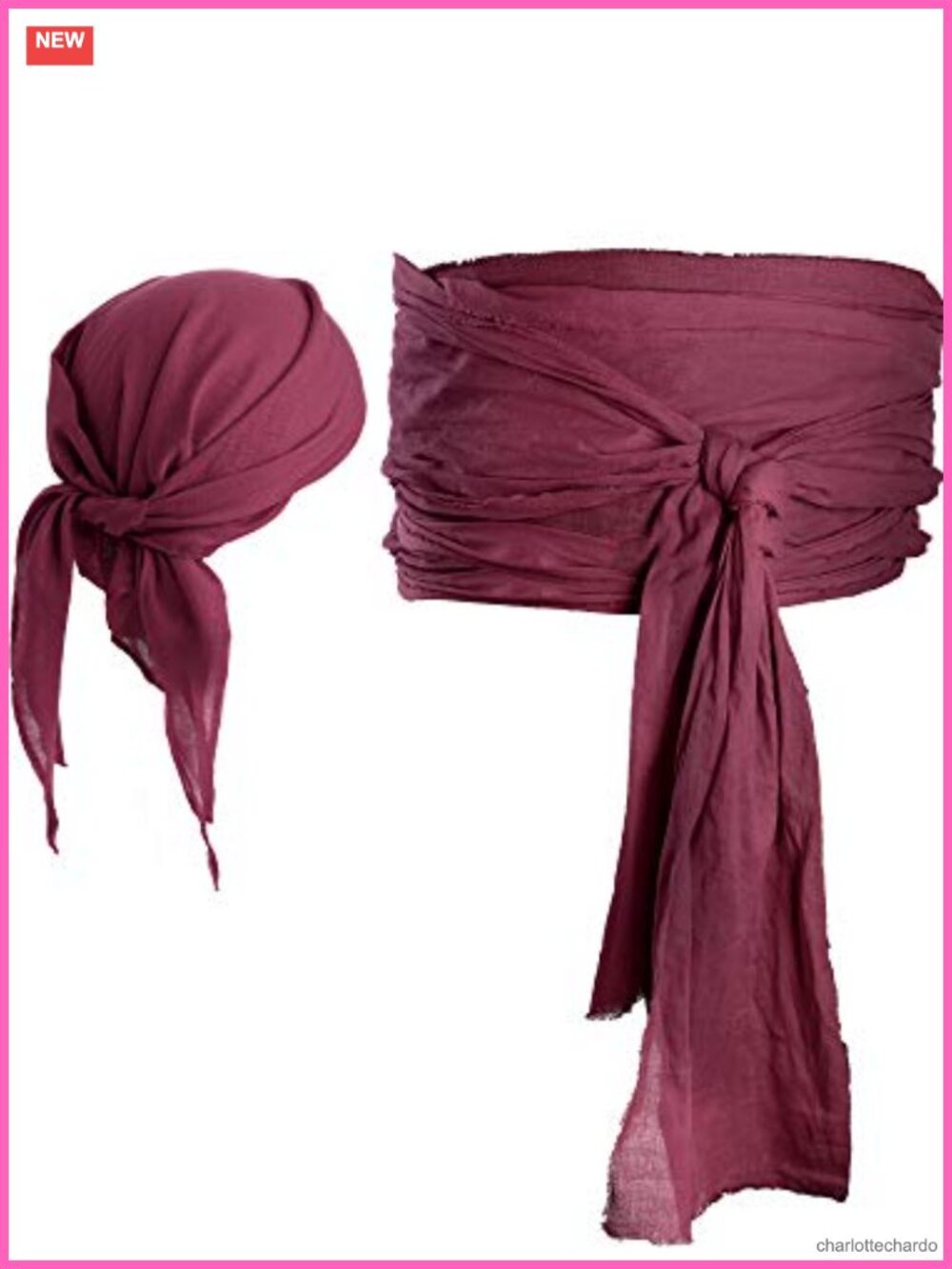 Pirate Bandana & Sash Costume Set Linen Headscarf Waist Belt